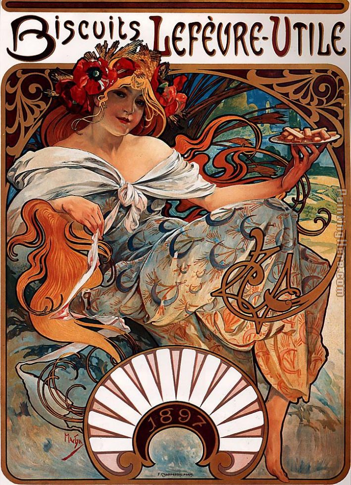 Biscuits Lefevre Utile painting - Alphonse Maria Mucha Biscuits Lefevre Utile art painting